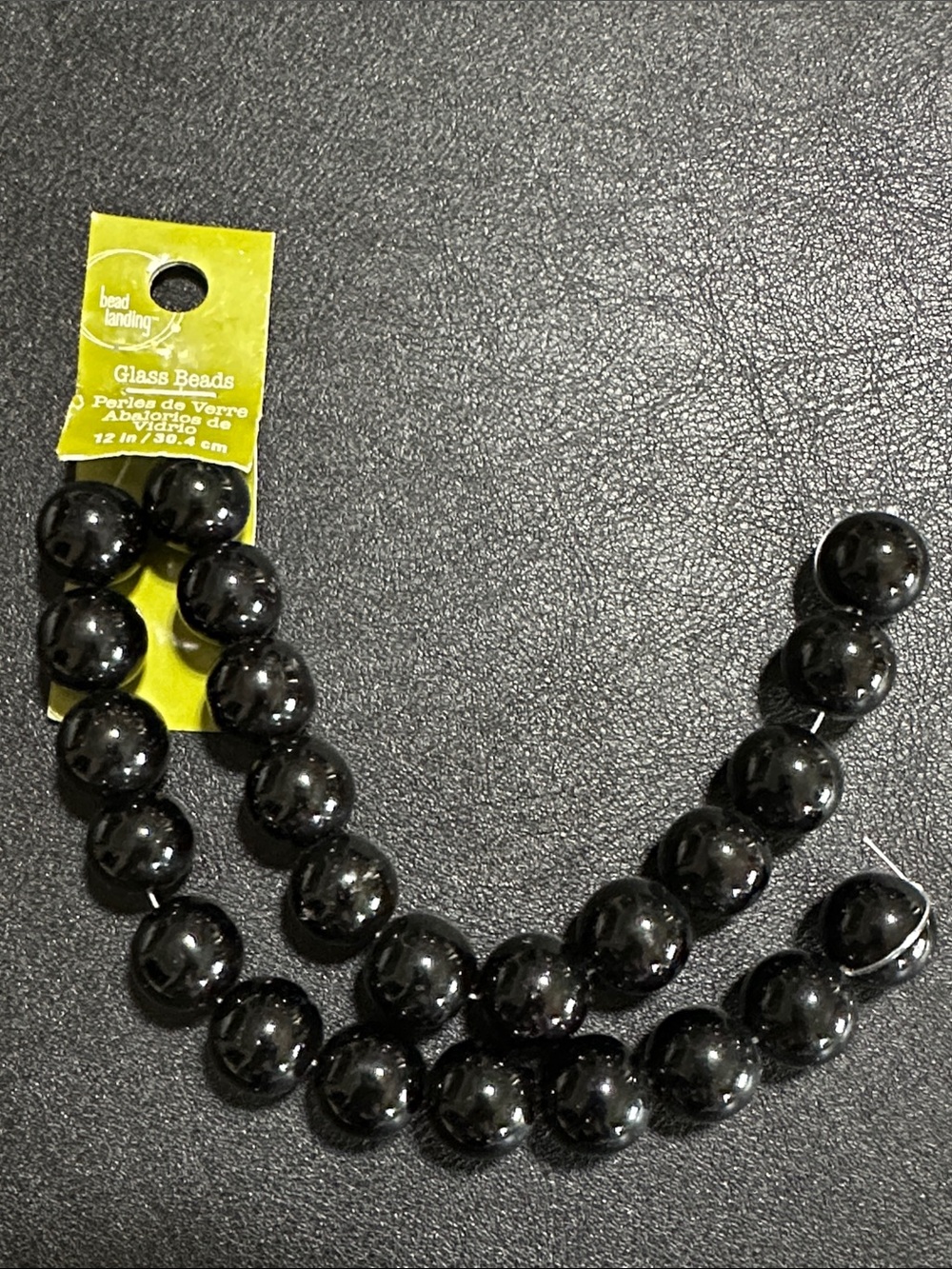 21.  Bead Landing Black Glass Round 14mm Beads